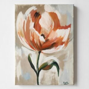 Cuadro flor blanca y naranja "Kelly"