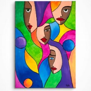 Cuadro caras en cubismo "Kelly"
