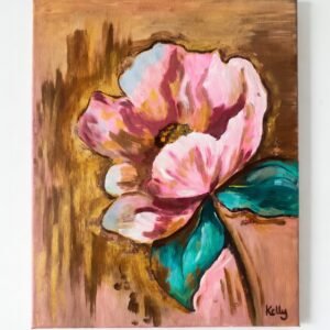 Cuadro flor rosada y marrón "Kelly"